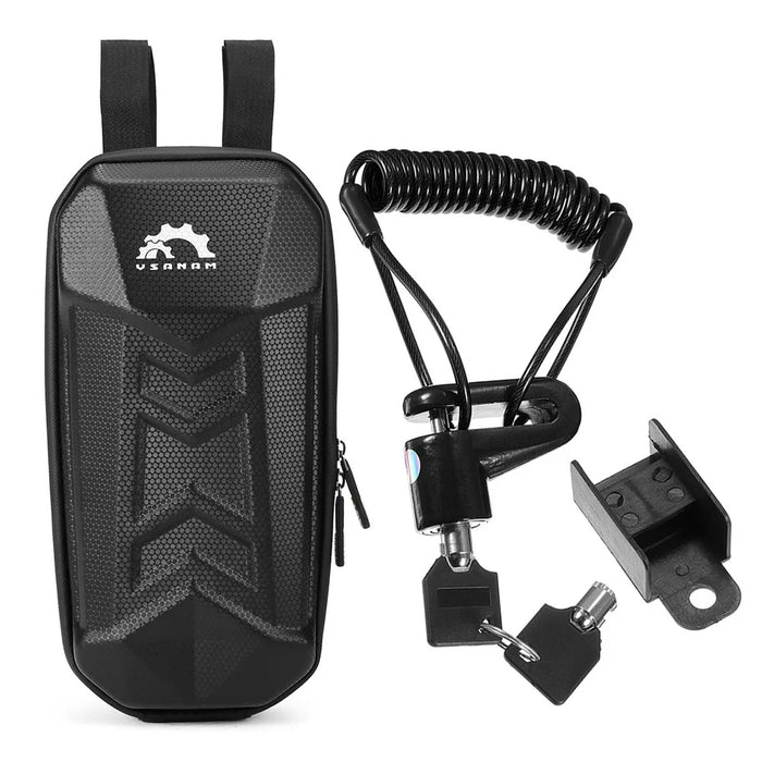 YSANAM Scooter Storage Bag Rainproof Electric Scooter Handlebar Bag with Multifunctional Disc Brake Lock for Kick Scooters Folding Bike Kick Board - Black - 1