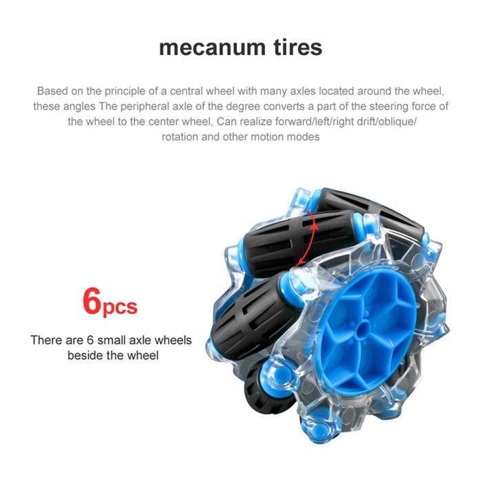 RC Stunt Car for Kids 2.4GHz 4WD Electric Car Toy 30km/h Double Sided 360-degree Rotating Vehicles with Light Effect - Blue - 5