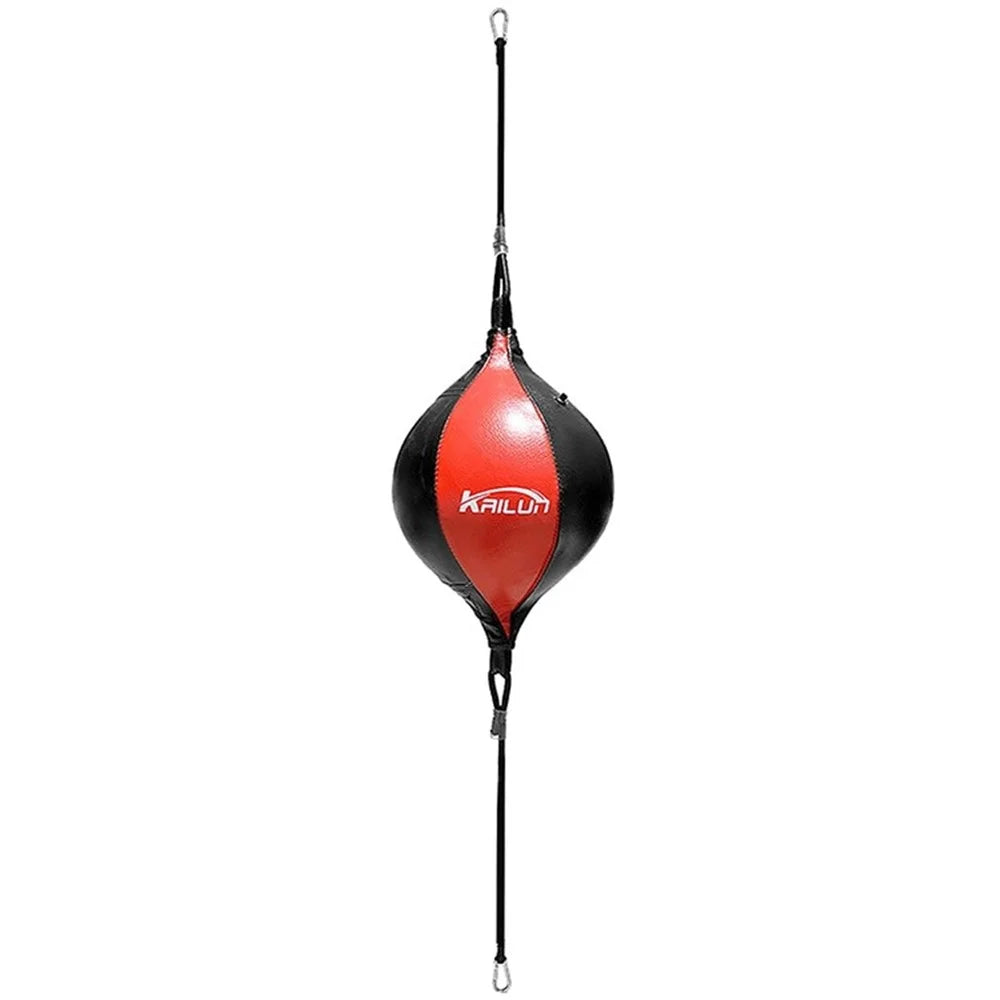 KRILUN Boxing Ball Speed Punching Bag PU Leather MMA Muay Thai Training Striking Bag with Pump - Black  /  Red - 1