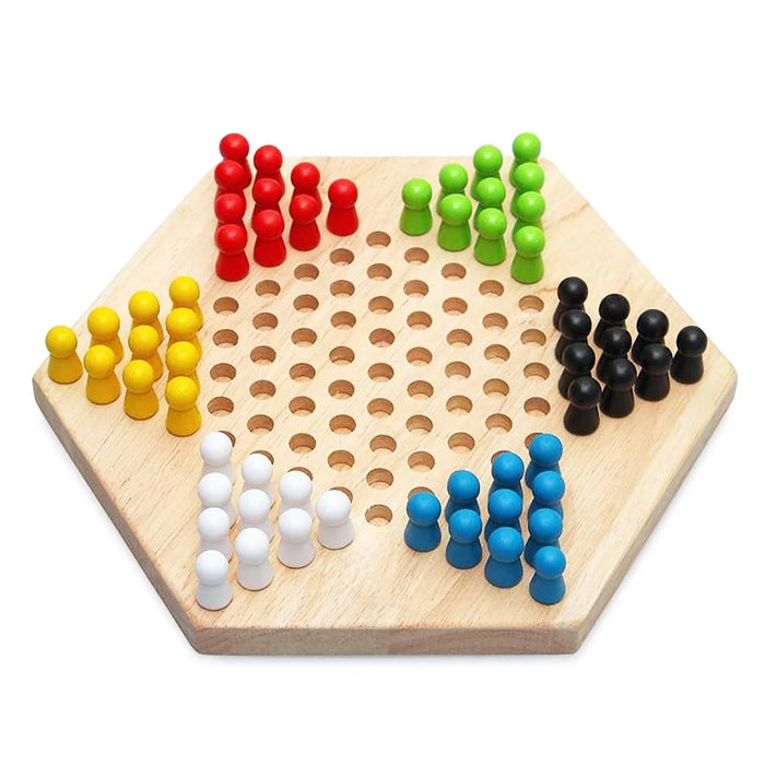 Chinese Checker Classic Original Game Set Rubber Wooden Board Game Strategy Game for Kids Adults - 1