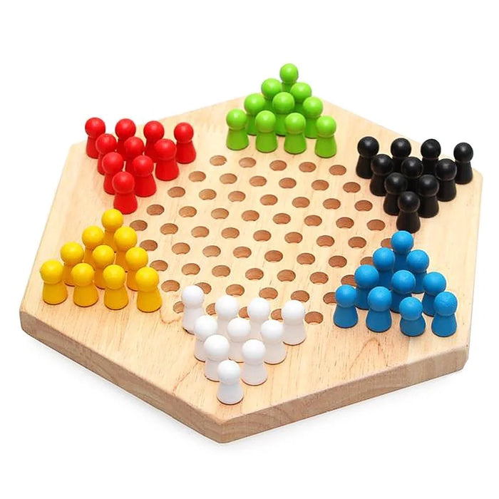 Chinese Checker Classic Original Game Set Rubber Wooden Board Game Strategy Game for Kids Adults - 2