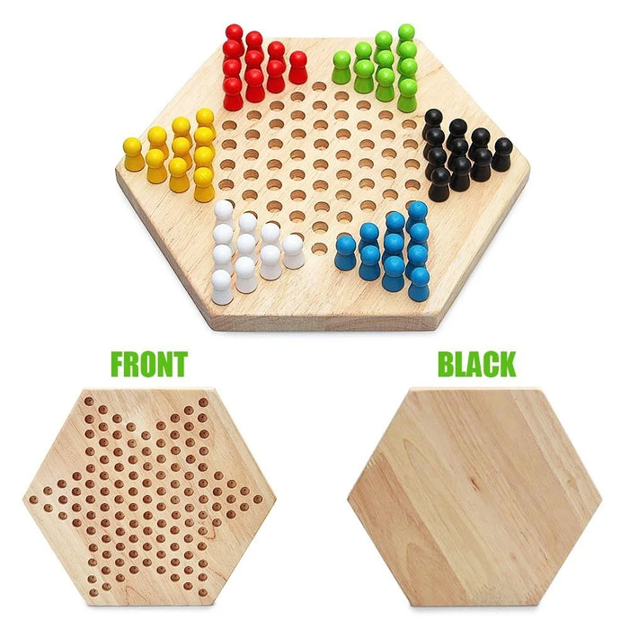 Chinese Checker Classic Original Game Set Rubber Wooden Board Game Strategy Game for Kids Adults - 3