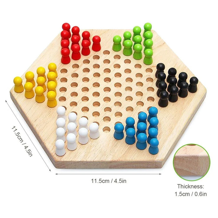 Chinese Checker Classic Original Game Set Rubber Wooden Board Game Strategy Game for Kids Adults - 6