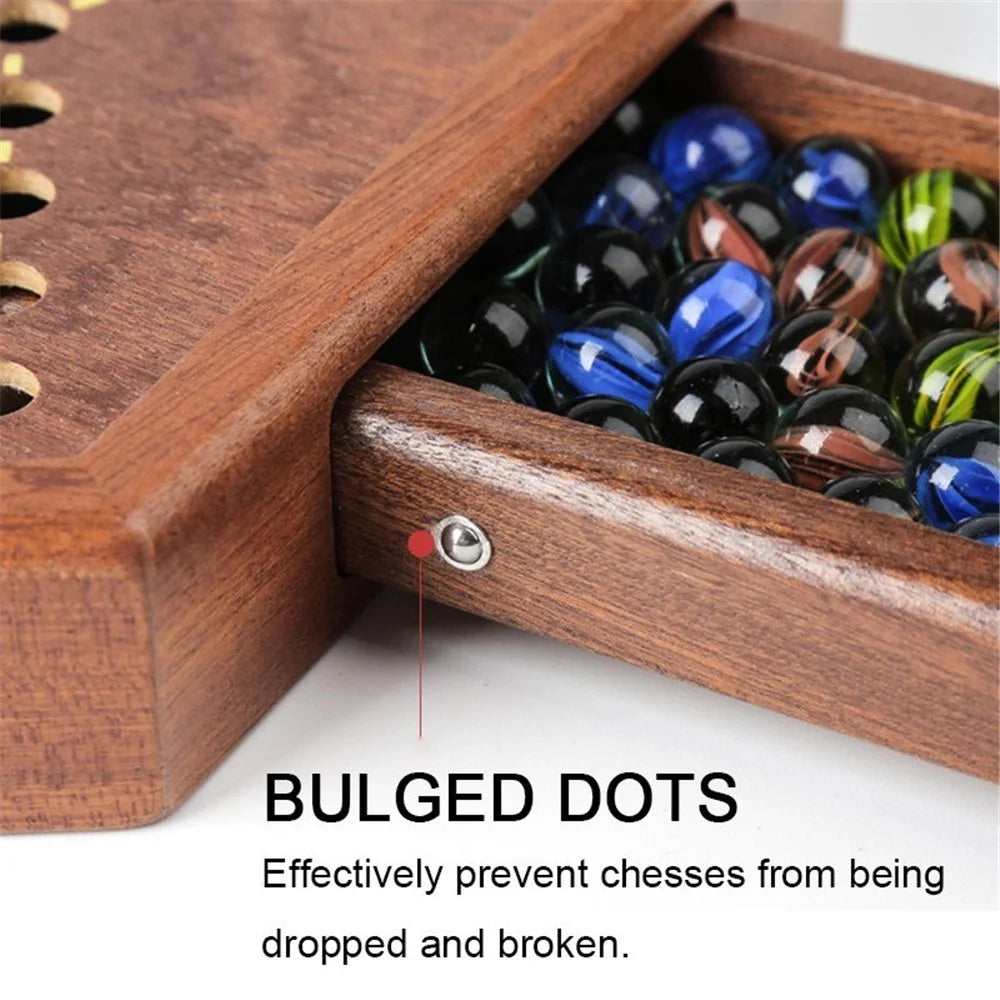 Chinese Checkers Game Set Wooden Chinese Checkers Board Game Toy with Storage Drawer - Acrylic Marbles - 5