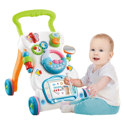 Multifunctional Toddler Trolley Sit-to-Stand Baby Learning Walk Music Toy with Adjustable Height - 1
