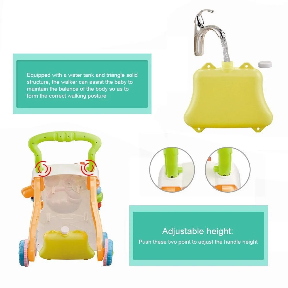 Multifunctional Toddler Trolley Sit-to-Stand Baby Learning Walk Music Toy with Adjustable Height - 3