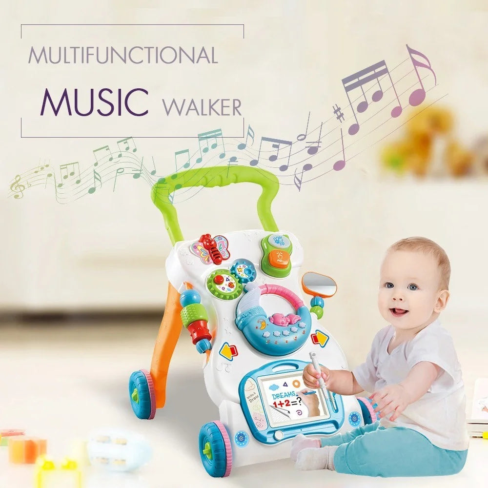 Multifunctional Toddler Trolley Sit-to-Stand Baby Learning Walk Music Toy with Adjustable Height - 5