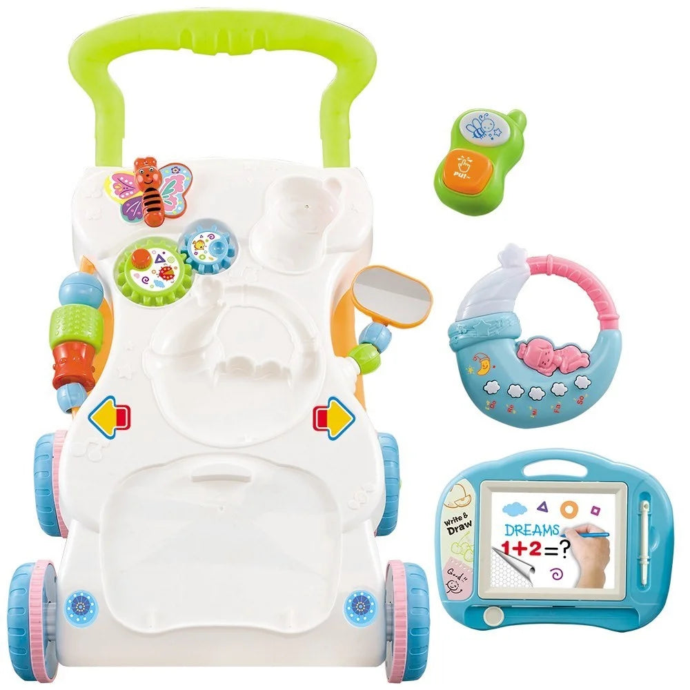 Multifunctional Toddler Trolley Sit-to-Stand Baby Learning Walk Music Toy with Adjustable Height - 7