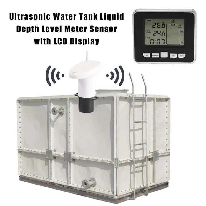 Water Level Sensor Transmitter Ultrasonic Water Tank Liquid Depth Level Meter Sensor with LCD Display - 3