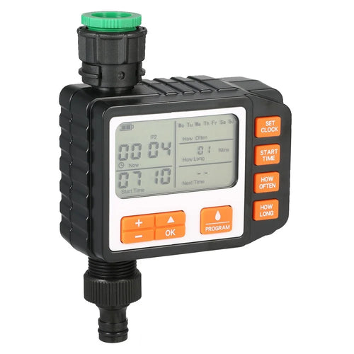 IP65 Waterproof 3 Separate Programs Digital Water Timer 3in Large Screen Hose Timer Sprinkler Timer Single Valve Faucet for Garden Lawn - EU Inlet - 1