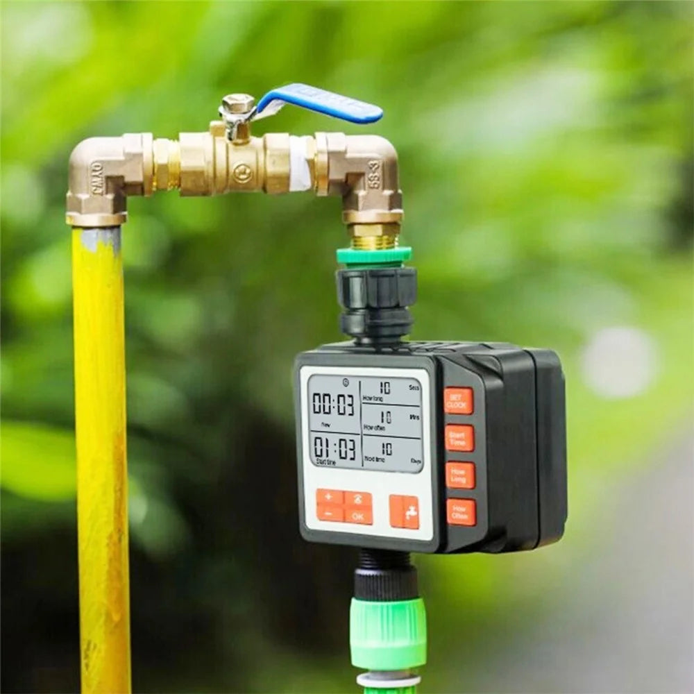 IP65 Waterproof 3 Separate Programs Digital Water Timer 3in Large Screen Hose Timer Sprinkler Timer Single Valve Faucet for Garden Lawn - EU Inlet - 7