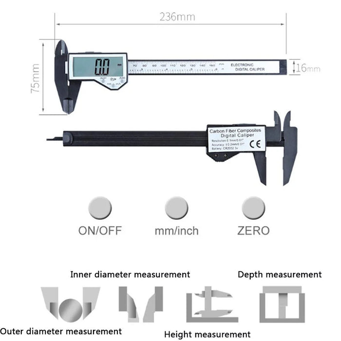 Durable IP54 Waterproof Electronic Caliper 0-150mm Digital Display Vernier LCD Large Screen Plastic Caliper for Antique Measuring - 6
