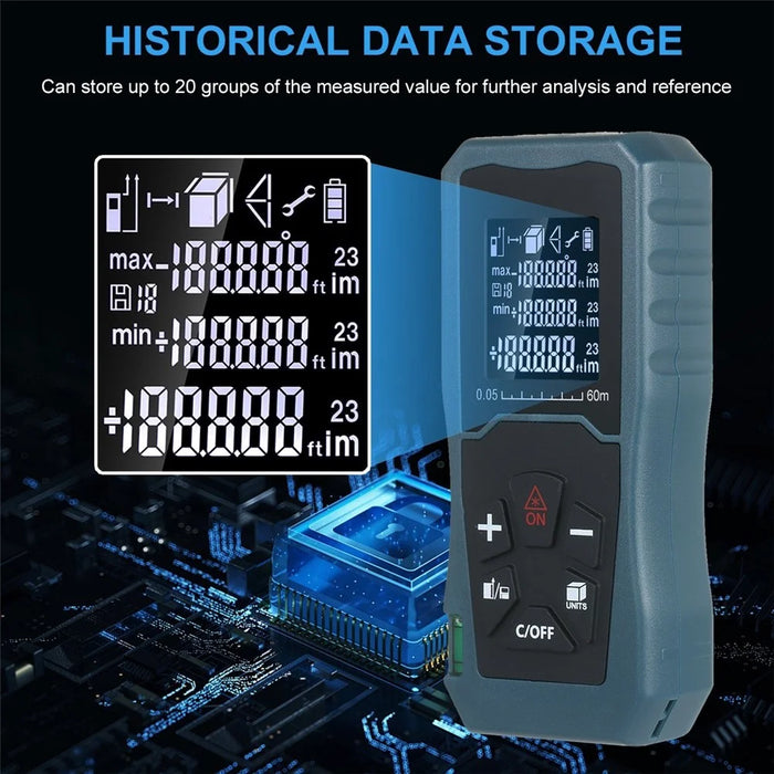 Laser Distance Meter Bubble Level Handheld 1.6-inch LCD Diastimeter Pythagorean Mode Measure Distance Area and Volume - 60m - 4