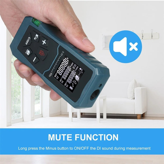 Laser Distance Meter Bubble Level Handheld 1.6-inch LCD Diastimeter Pythagorean Mode Measure Distance Area and Volume - 60m - 5