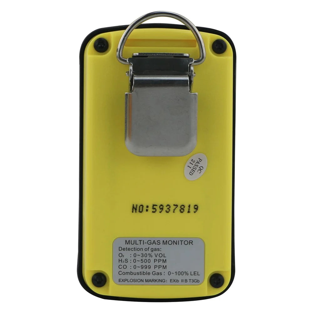 SMART SENSOR ST8990 Portable Multi Gas Detector 4-in-1 O2 LEL CO H2S Gas Detector Tester Monitor with Digital LCD Display - Yellow / EU Plug - 4