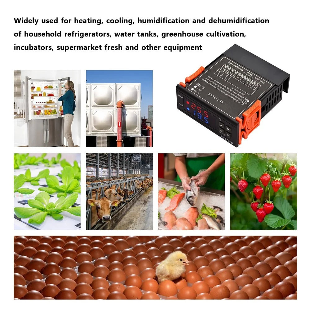 SHT2000 Digital Temperature Humidity Controller Intelligent Temperature Regulator AC 110-220V Refrigerator Thermostat - 3