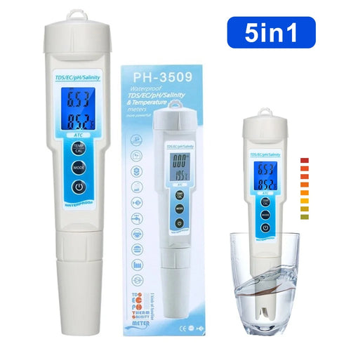 5 in 1 Ph Meter Waterproof Multi-Functional TDS / EC / Ph / Salinity / Temperature Meter Water Quality Tester - 1
