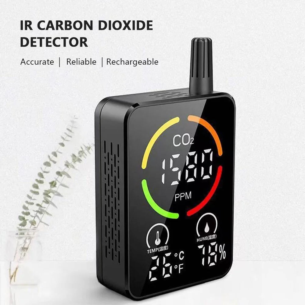 Indoor CO2 Monitor 3-in-1 Air Quality Monitor with CO2 / Temp / Humidity NDIR Sensor Carbon Dioxide Meter Alarm Detector - 4