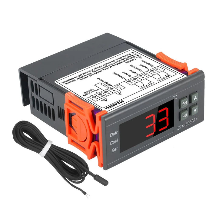 STC-8080A+ Digital Temperature Controller Refrigerator Thermostat Control Automatic Defrosting with NTC Sensor Probe 220V - 1