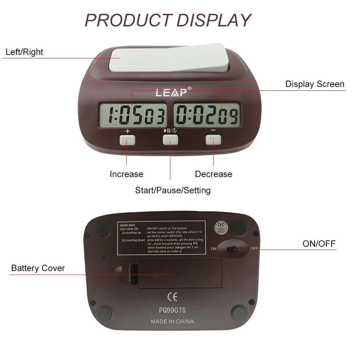 Portable 4 Buttons Design Digital Chess Clock Count Down Chess Timer with Alarm Electronic Board Game Bonus Competition Master Tournament - 6