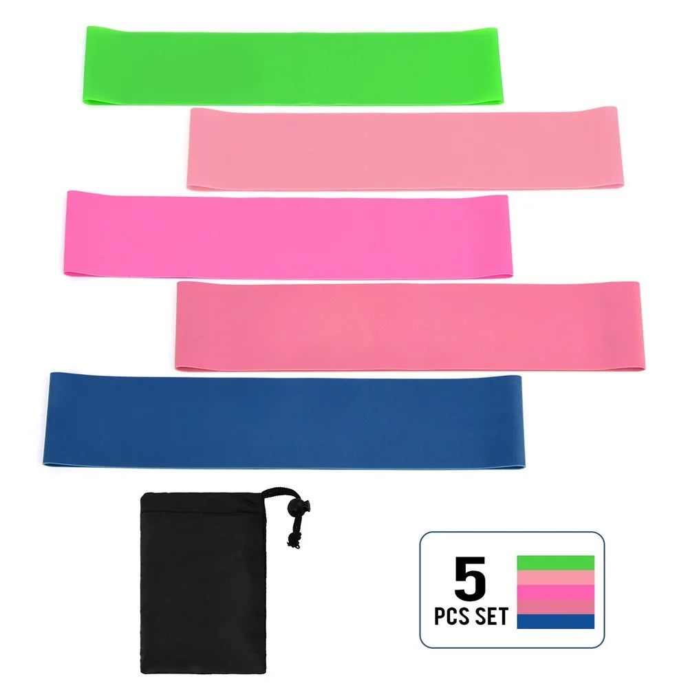5Pcs Resistance Loop Exercise Bands Hip Booty Bands Home Workout Equipment for Strength Training, Stretching, Booty Building - 3