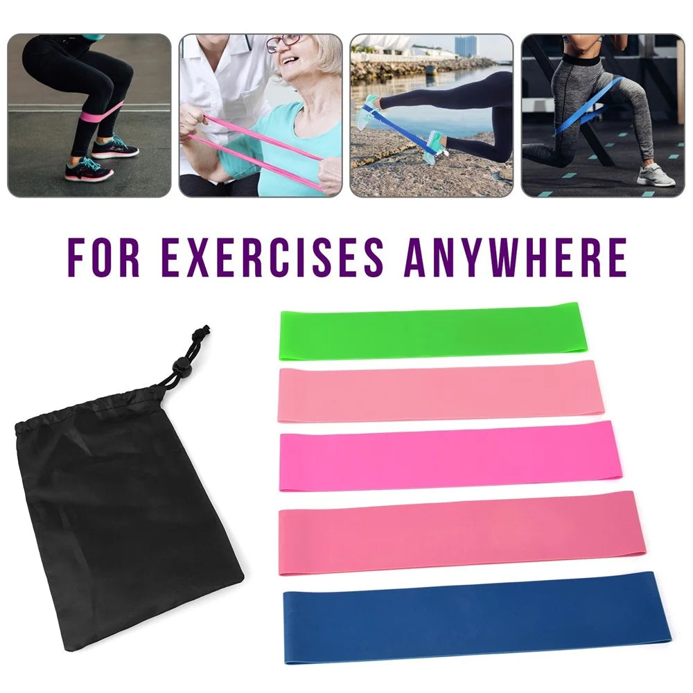 5Pcs Resistance Loop Exercise Bands Hip Booty Bands Home Workout Equipment for Strength Training, Stretching, Booty Building - 5