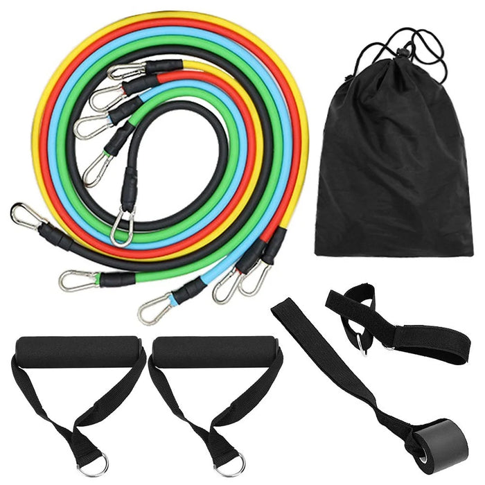 11Pcs Resistance Band Set Fitness Workout Bands with Handles, Door Anchor, Ankle Strap for Heavy Resistance Training Physical Therapy Shape Body - 1