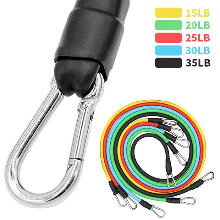 11Pcs Resistance Band Set Fitness Workout Bands with Handles, Door Anchor, Ankle Strap for Heavy Resistance Training Physical Therapy Shape Body - 5