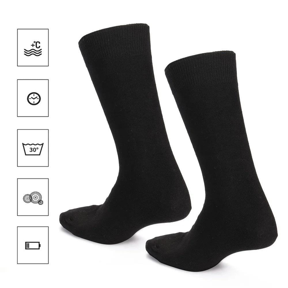 1Pair Heated Socks Battery Powered Cold Weather Thermal Heating Socks Electric Heated Foot Warmer for Hunting Skiing Campin - 3Pcs Batteries Required - 3