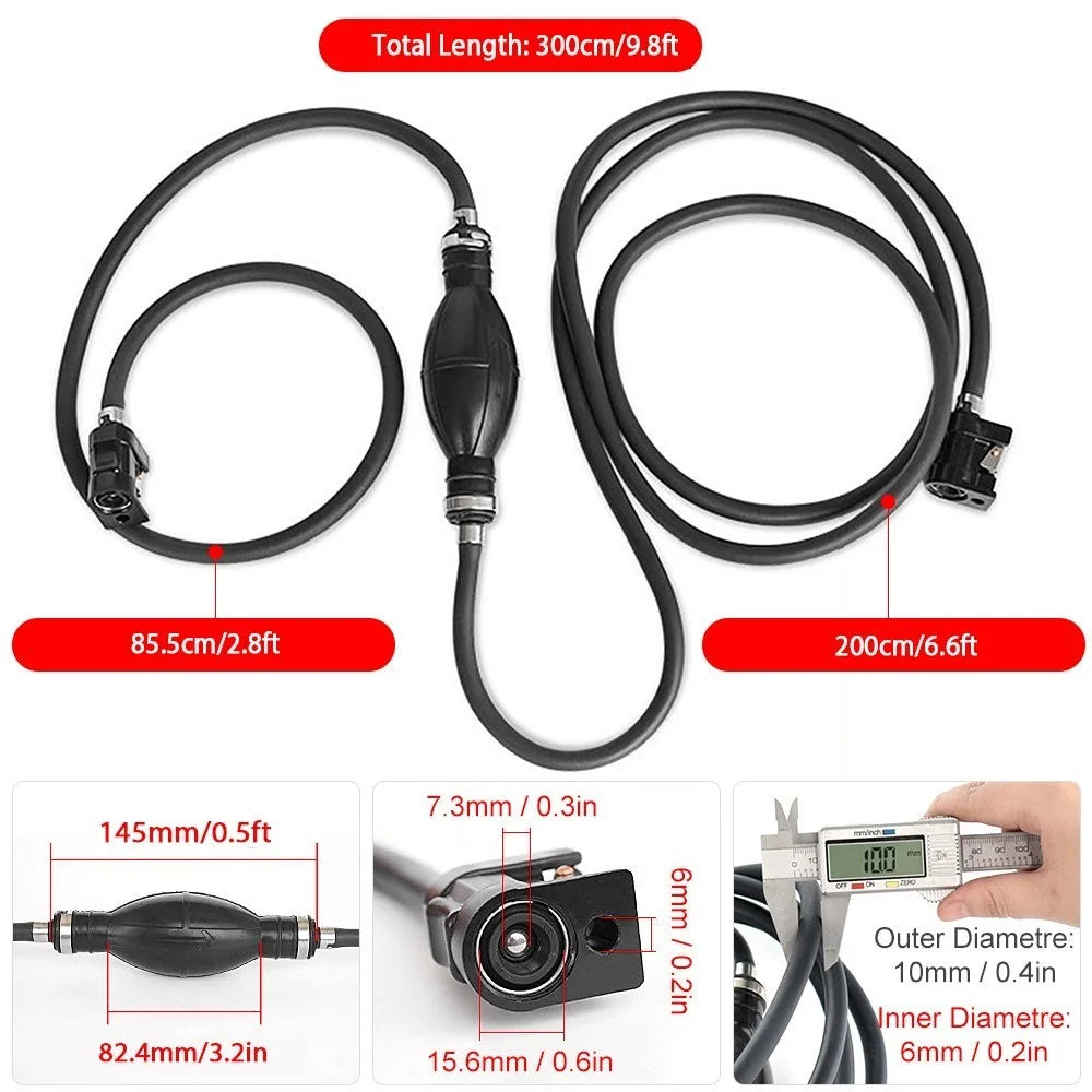 300cm Boat Fuel Line with Hand Pump Connectors Boat Motor Fuel Hose Compatible with Outboard Motors Up to 85hp - 7