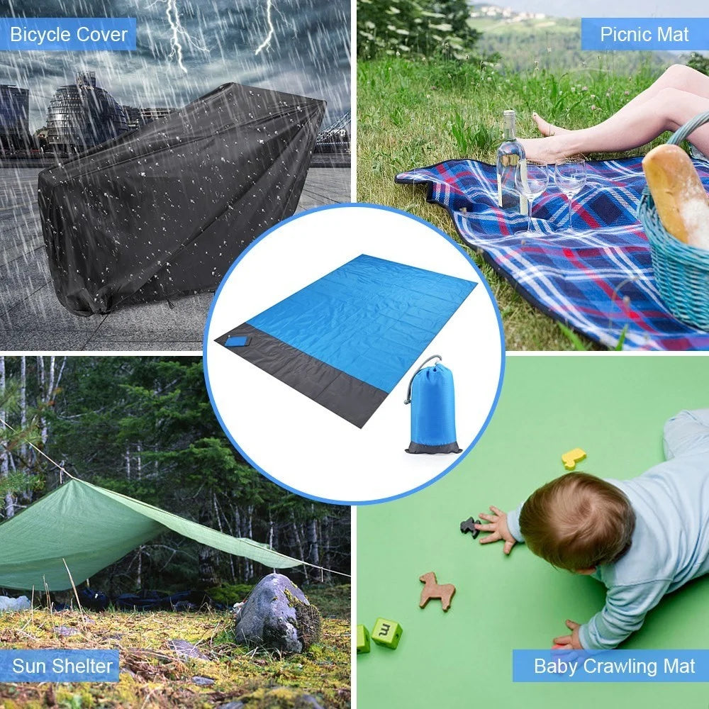 Beach Blanket Sandproof Beach Mat Quick Drying Portable Picnic Sheet for Outdoor Travel - 1.4 x 2m - 5