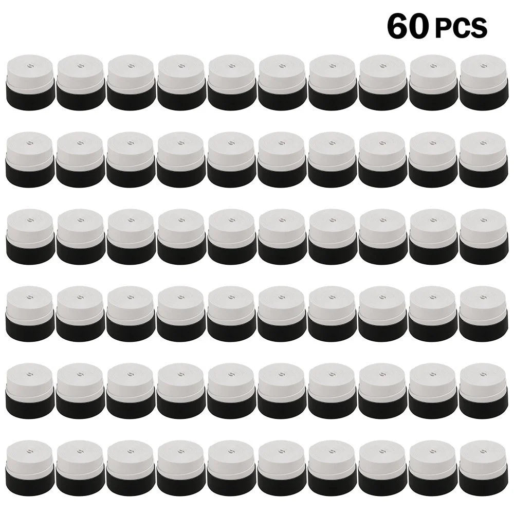 Tennis Racket Grip Tape Anti Slip Super Absorbent Tennis Overgrip Badminton Overgrip Pickleball Replacement Grip - 60Pcs / White - 1