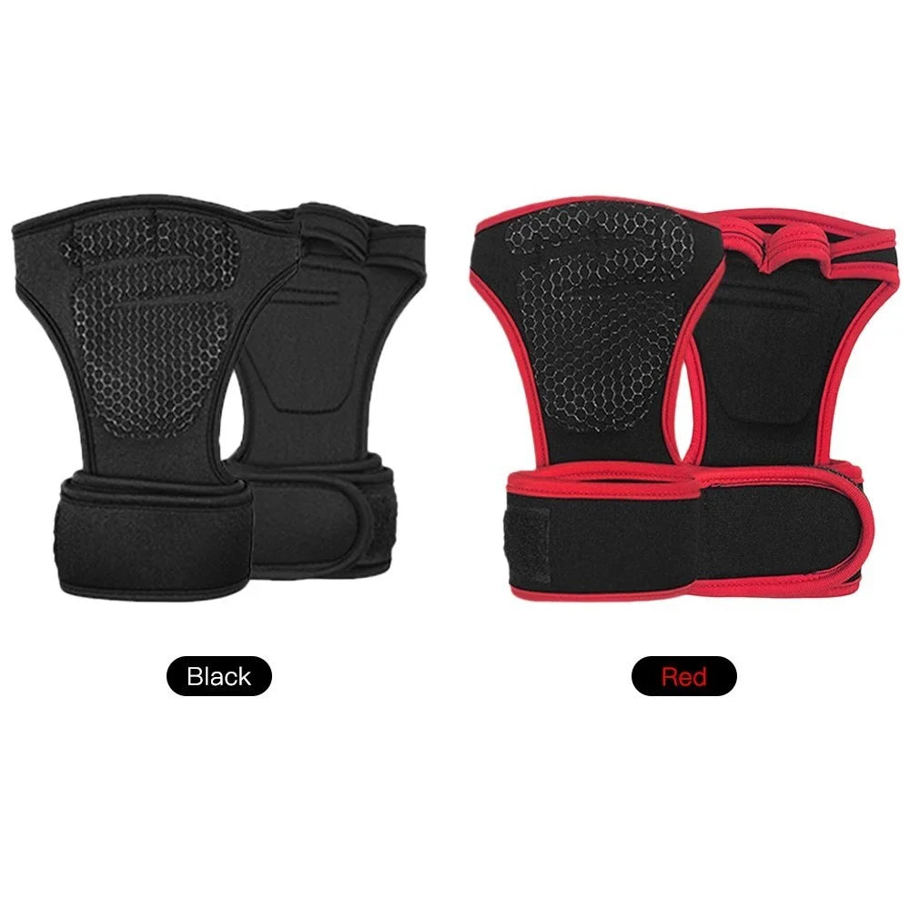 1 Pair Sports Ventilated Workout Gloves Lifting Pads Hand Protector with Integrated Wrist Wraps for Weight Lifting, Training, Fitness, Exercise - Red / Size: L - 2