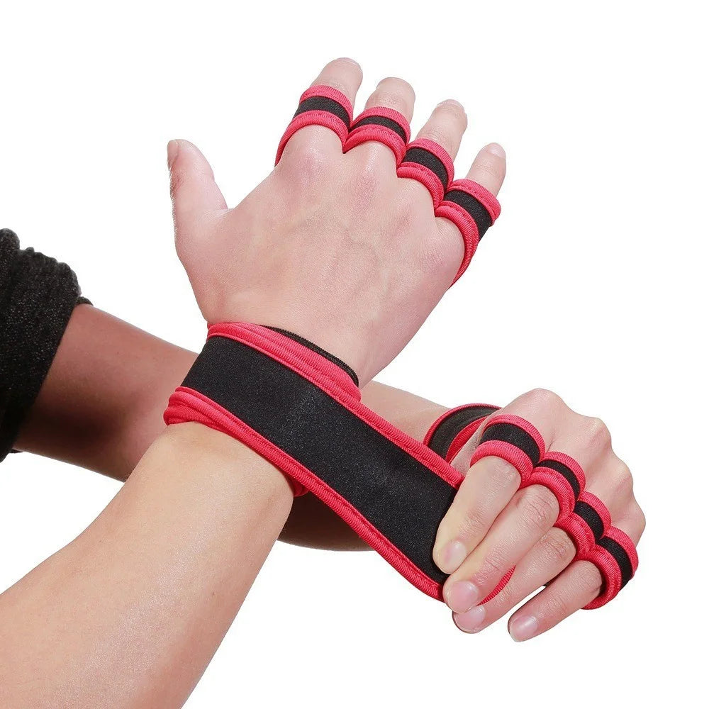 1 Pair Sports Ventilated Workout Gloves Lifting Pads Hand Protector with Integrated Wrist Wraps for Weight Lifting, Training, Fitness, Exercise - Red / Size: L - 7