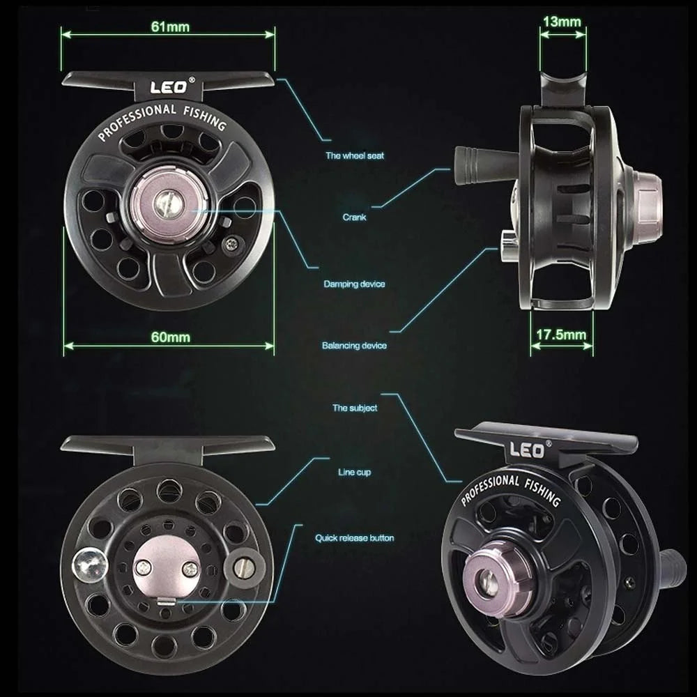 LEO Left / Right Interchangeable 3BB Ball Bearing Full Metal Fly Fish Reel Rafting Ice Fishing Wheel - 7