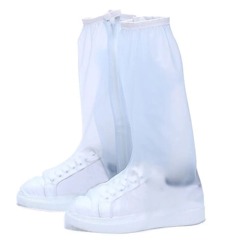 1Pair Waterproof Shoes Cover Transparent Foldable Reusable Slip Resistant Rain Boot Shoes Covers Overshoes High Leg Protector with Zipper - XXXL - 1