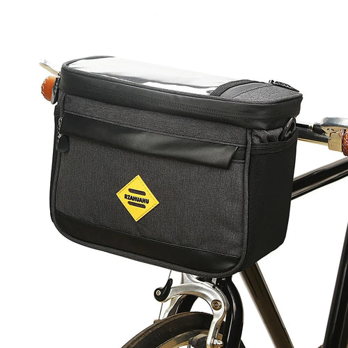 Multi-functional Cycling Insulated Bike Cooler Bag Anti-wear Water Resistant Bike Handlebar Bag Pannier with Bike Phone Mount - Black - 1