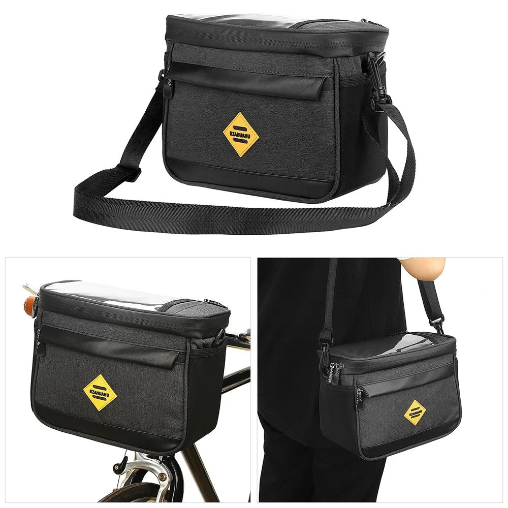 Multi-functional Cycling Insulated Bike Cooler Bag Anti-wear Water Resistant Bike Handlebar Bag Pannier with Bike Phone Mount - Black - 3