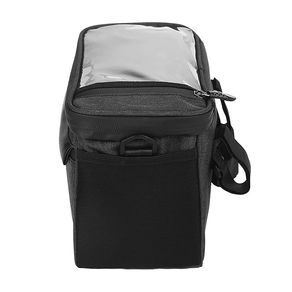 Multi-functional Cycling Insulated Bike Cooler Bag Anti-wear Water Resistant Bike Handlebar Bag Pannier with Bike Phone Mount - Black - 4