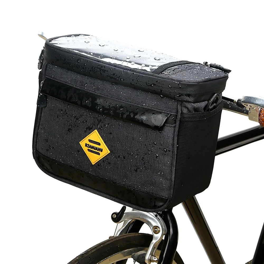 Multi-functional Cycling Insulated Bike Cooler Bag Anti-wear Water Resistant Bike Handlebar Bag Pannier with Bike Phone Mount - Black - 5