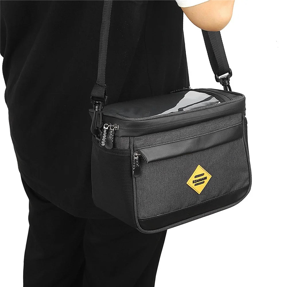 Multi-functional Cycling Insulated Bike Cooler Bag Anti-wear Water Resistant Bike Handlebar Bag Pannier with Bike Phone Mount - Black - 6