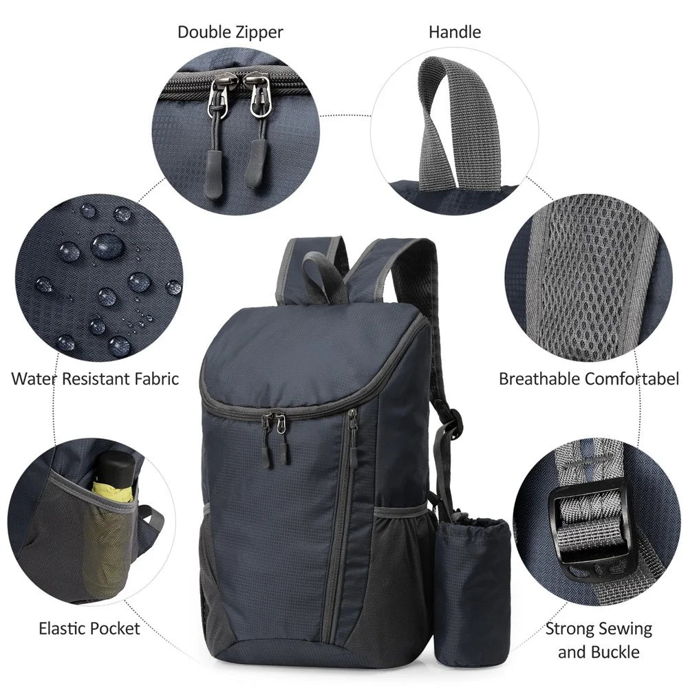 20L Lightweight Folding Backpack Water Repellent Cycling Camping Climbing Hiking Traveling Backpack - Orange - 3