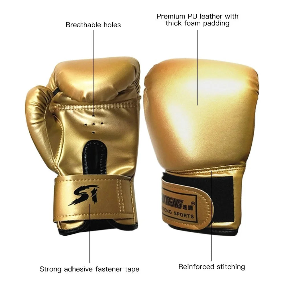 SUTENG 1Pair Kids Boxing Gloves Youth Boxing Training Gloves Kids Kickboxing Sparring MMA Gloves for Child Age 3-10 Years - Black - 2