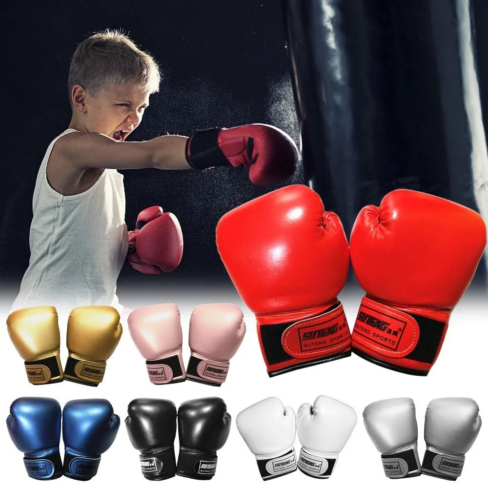 SUTENG 1Pair Kids Boxing Gloves Youth Boxing Training Gloves Kids Kickboxing Sparring MMA Gloves for Child Age 3-10 Years - Black - 3
