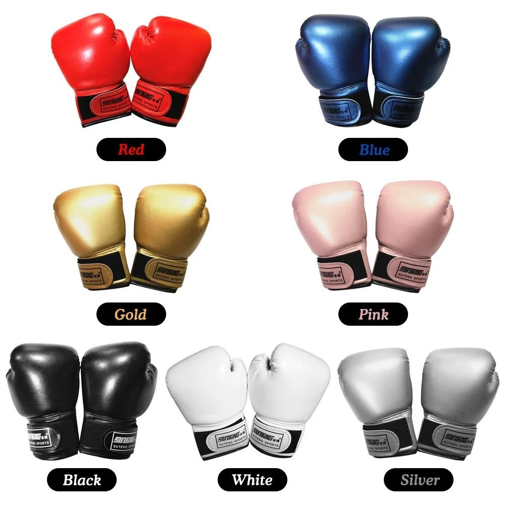 SUTENG 1Pair Kids Boxing Gloves Youth Boxing Training Gloves Kids Kickboxing Sparring MMA Gloves for Child Age 3-10 Years - Black - 4