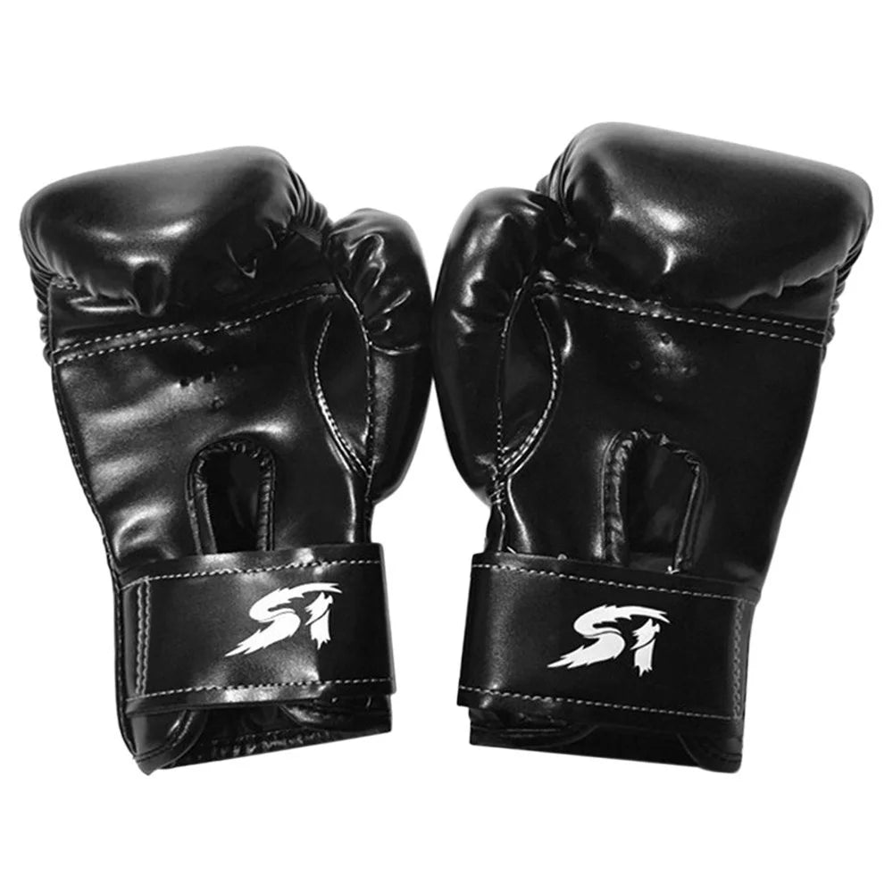 SUTENG 1Pair Kids Boxing Gloves Youth Boxing Training Gloves Kids Kickboxing Sparring MMA Gloves for Child Age 3-10 Years - Black - 6
