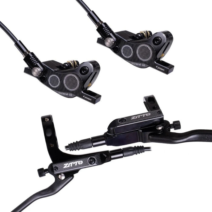 ZTTO M840 1Pair Four-Piston Oil Brake Oil Disc Road Aluminium Alloy Bike Mountain Bike Hydraulic Disc Brake - Black - 1