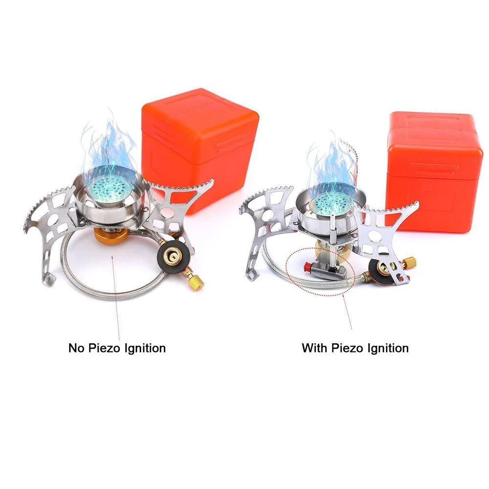 Windproof Camp Stove Split Gas Cooker Portable Manual Ignition Stove Burner for Outdoor Backpacking Hiking - 4