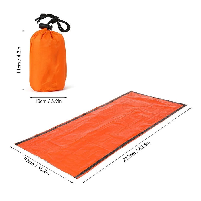 2 PCS Emergency Blanket with Compression Sack Lightweight Water-resistant Portable Sleeping Bag for Camping Travel Hiking - Orange - 2