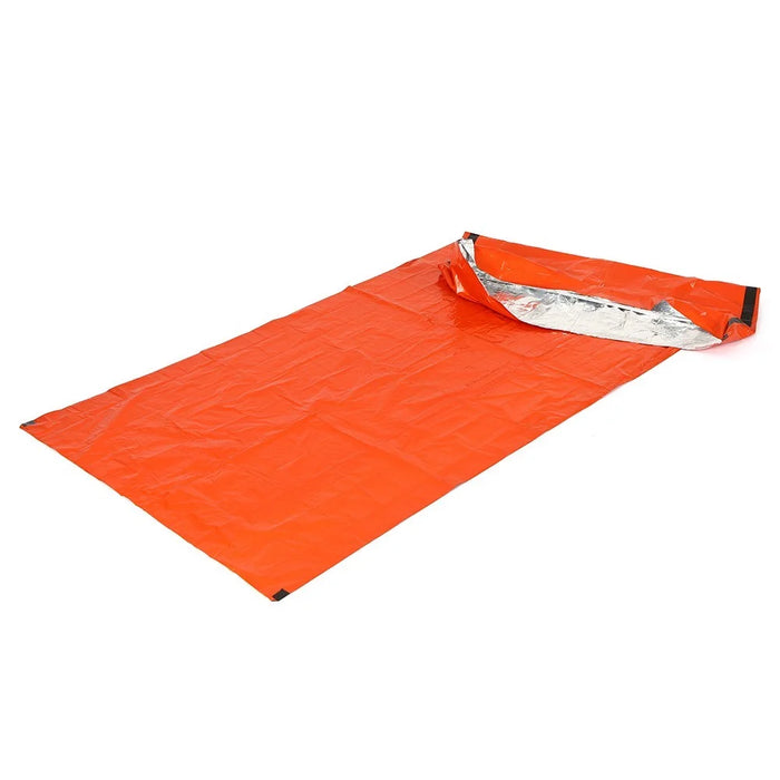 2 PCS Emergency Blanket with Compression Sack Lightweight Water-resistant Portable Sleeping Bag for Camping Travel Hiking - Orange - 3